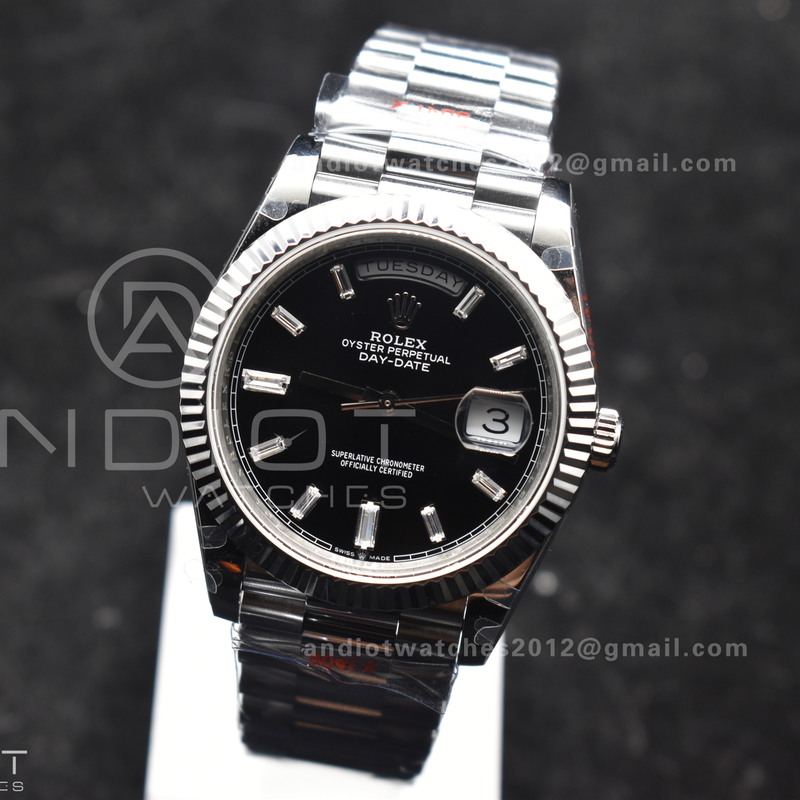 DayDate 40 SS GMF Gain Weight Black Crystal Dial On President Bracelet A2836